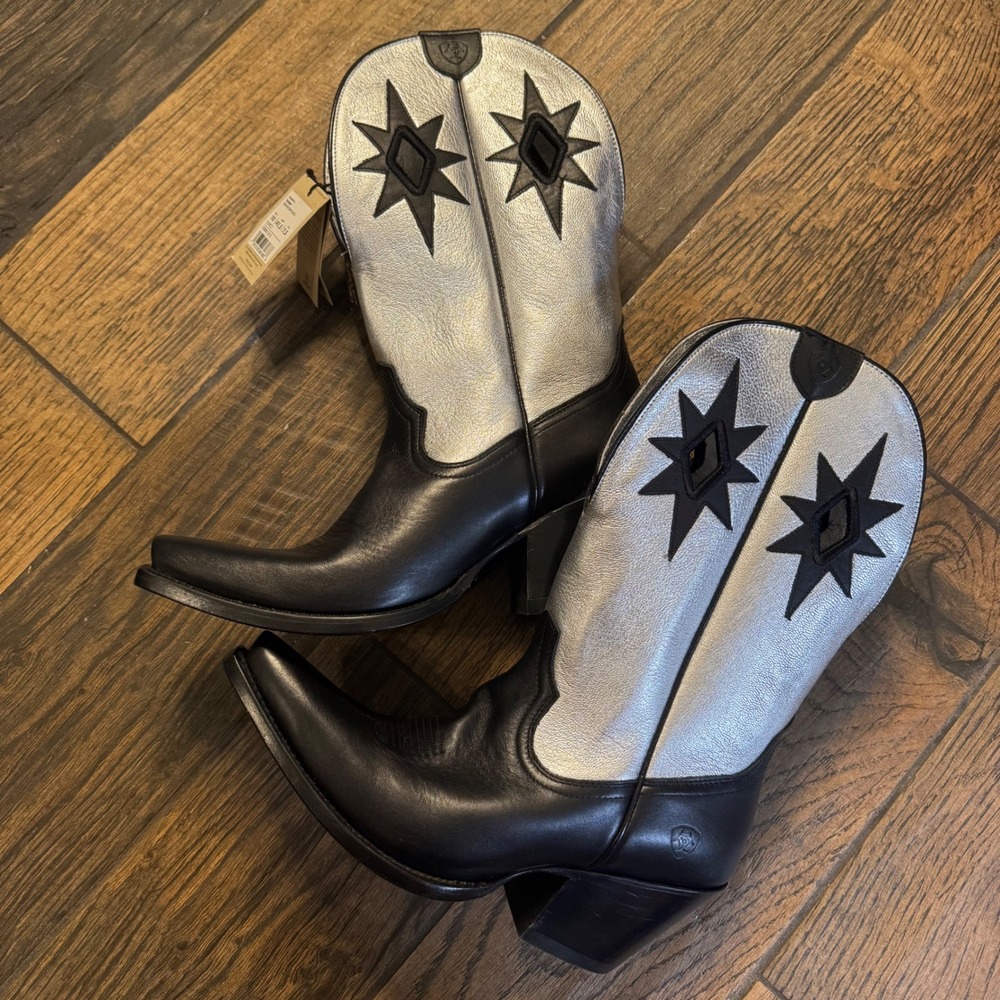 Ariat Starlight Obsidian Metallic Silver Black Star Western Boots 10061315 10B